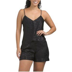 NATORI Black 2pc Decadence Satin Cami And Shorts Pj Set